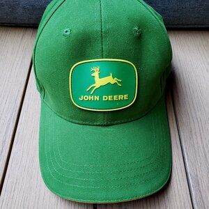EUC vintage JOHN DEERE vivid gander green with TM logo baseball cap (OS)